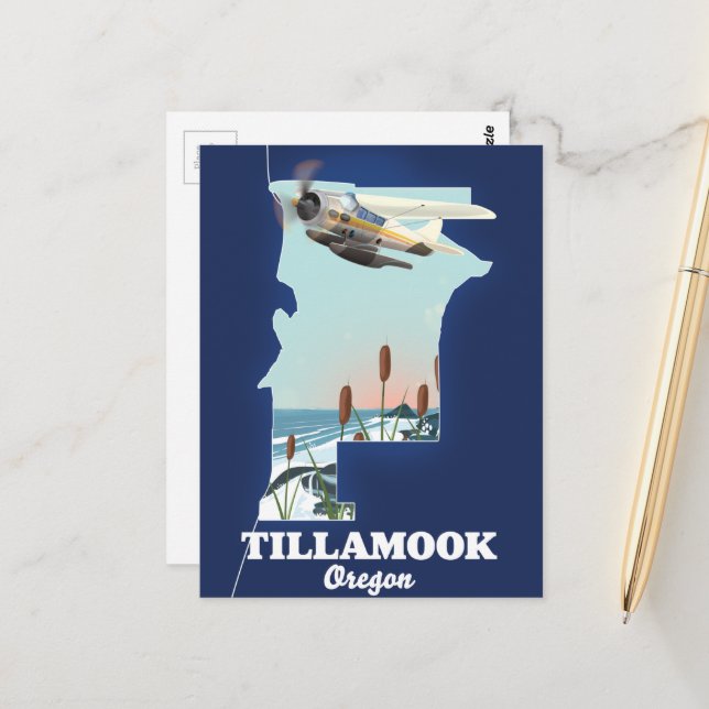Tillamook Oregon Travel map Postcard (Front/Back In Situ)