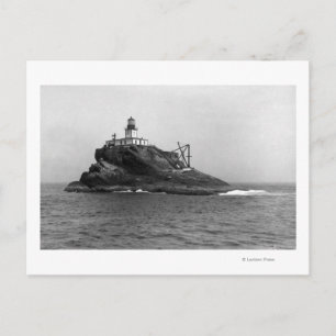 Tillamook Rock, dominated by its Lighthouse Postcard