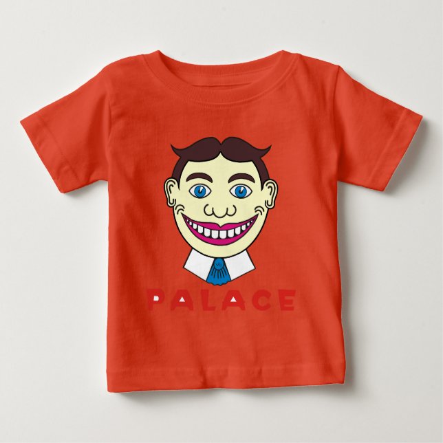 Tillie over Palace Letters Baby T-Shirt (Front)