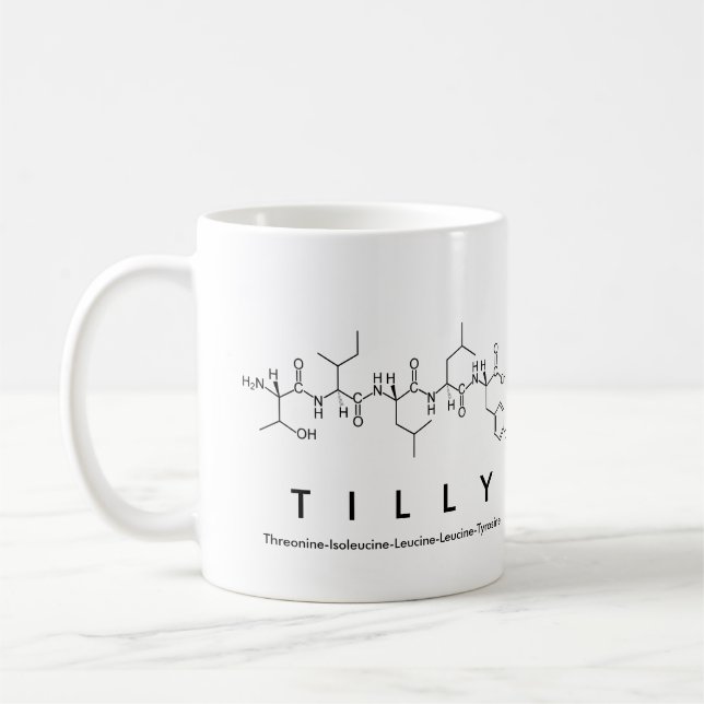 Tilly peptide name mug (Left)