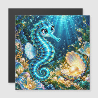 Tilly the Turquoise Seahorse – Art Magnet