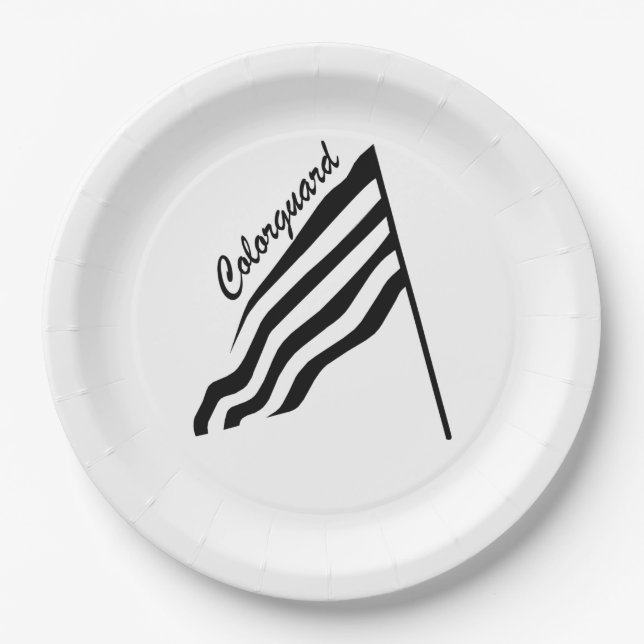 Tilted Colorguard Flag Paper Plate (Front)