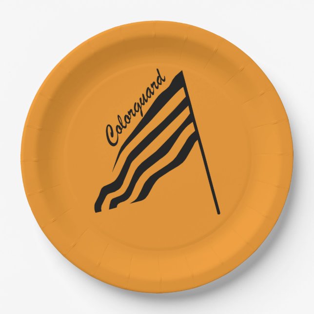 Tilted Colorguard Flag Paper Plate (Front)