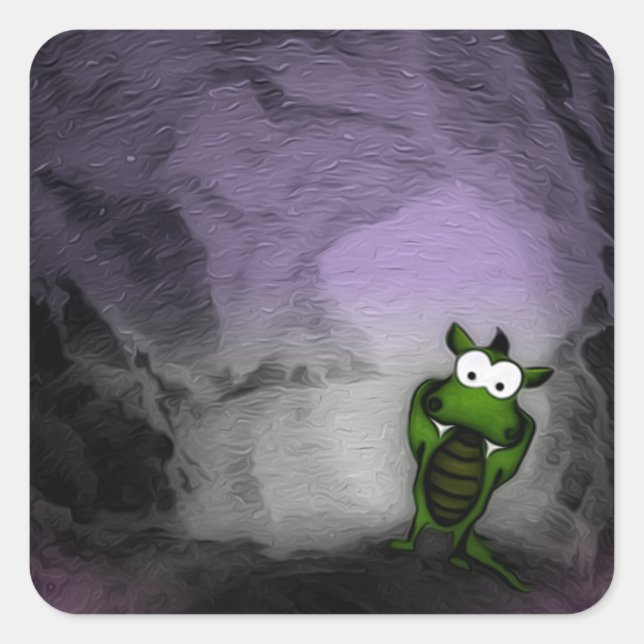 Tilted Dragon Square Sticker (Front)