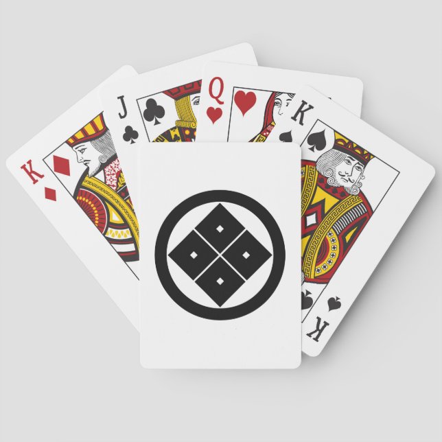 Tilted four-square-eyes in circle playing cards (Back)
