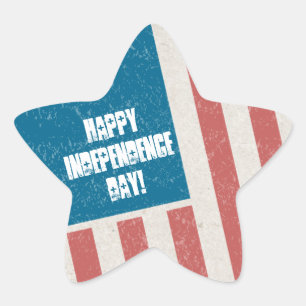 Tilted Grunge Flag Independence Day Party Star Sticker