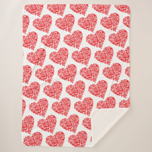Tilted red heart large sherpa blanket