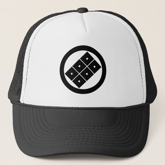 Tilted six-squrae-eyes for the Horio family Trucker Hat (Front)