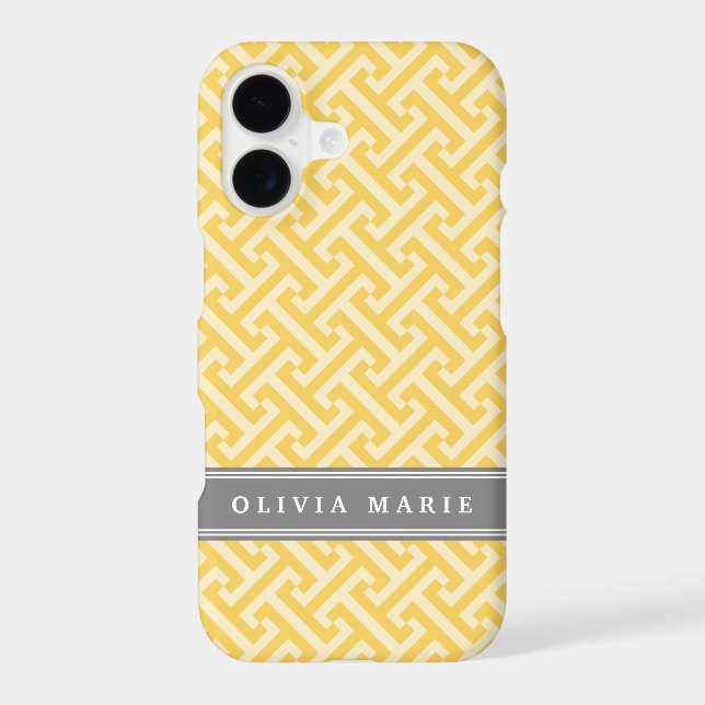 Tilted Yellow Greek Key Pattern with Name (Back)