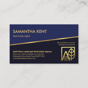 Tilting Gold Line Blue Layers Realtor Real Estate Business Card