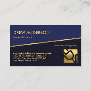 Tilting Gold Line Blue Shades Electrician Business Card
