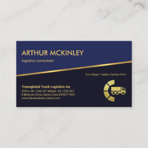 Tilting Gold Line Blue Shades Logistics Transport Business Card