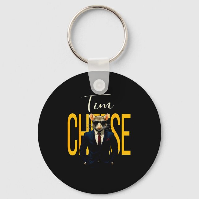 Tim Cheese - Funny Secret Agent Mouse Brainrot Kid Key Ring (Front)