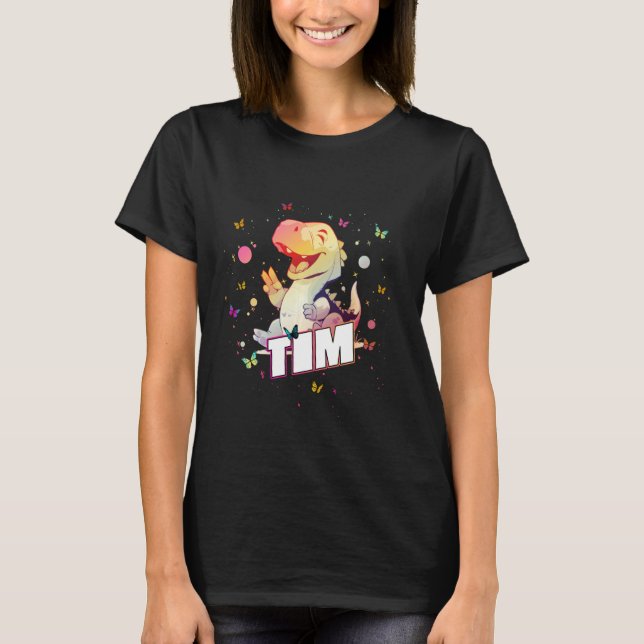 TIM - Cute Boy Name with cute Dinosaur T-Shirt (Front)