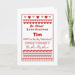 Tim Happy Valentine's Day Hearts Hearts Hearts Holiday Card