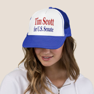 Tim Scott for Senate with red blue text Trucker Ha Hat