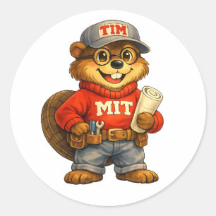 Tim the Beaver – Ghibli‑Inspired Mascot Classic Round Sticker