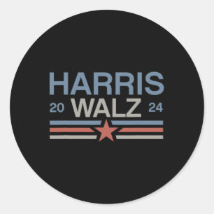 Tim Walz 2024 Retro Stripes Kamala Harris Waltz 20 Classic Round Sticker