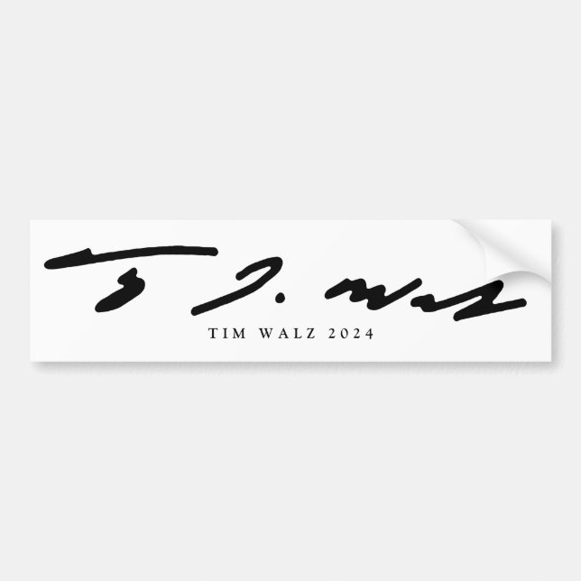 Tim Walz 2024 Signature Bumper Sticker (Front)