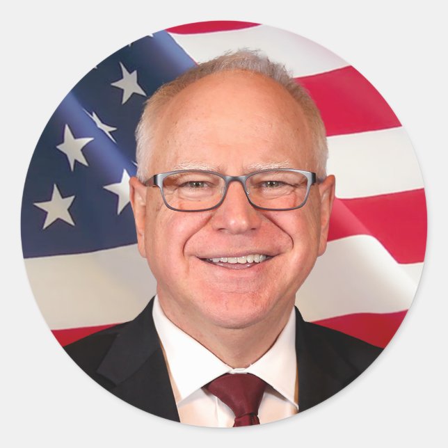 Tim Walz for America Classic Round Sticker (Front)