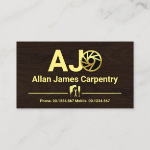 Timber Grain Monogram Woodwork Business Card
