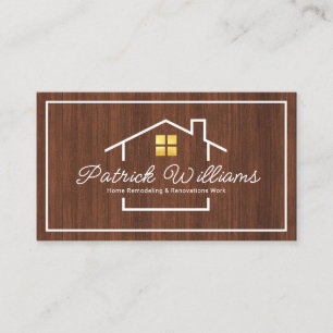 Timber Grain Stylish Building Frame Builder Business Card