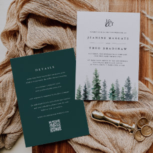 Timber Grove Double-Sided Monogram Wedding Invitation