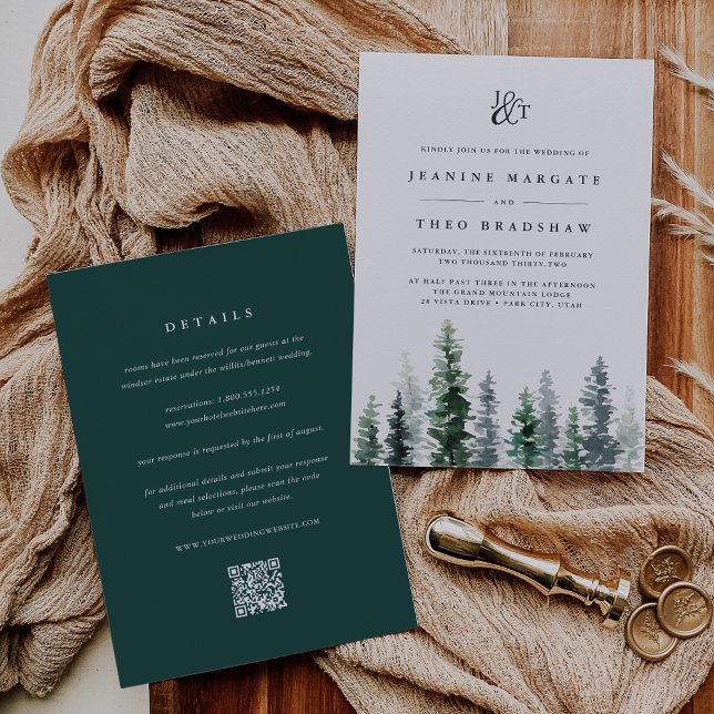 Timber Grove | Double-Sided Monogram Wedding Invitation (Creator Uploaded)
