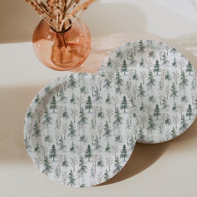 Timber Grove Evergreen Forest Pattern Paper Plate (Creator Uploaded)