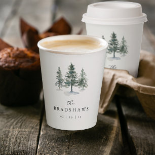 Timber Grove Evergreen Forest Wedding Favour Paper Cups