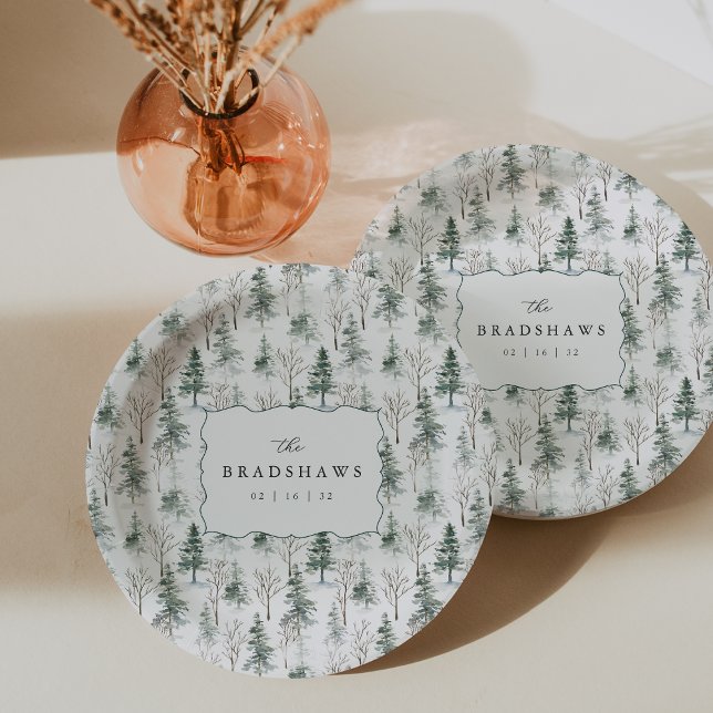 Timber Grove Evergreen Forest Wedding Paper Plate (Creator Uploaded)