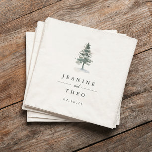Timber Grove   Personalised Pine Tree Wedding Napkin