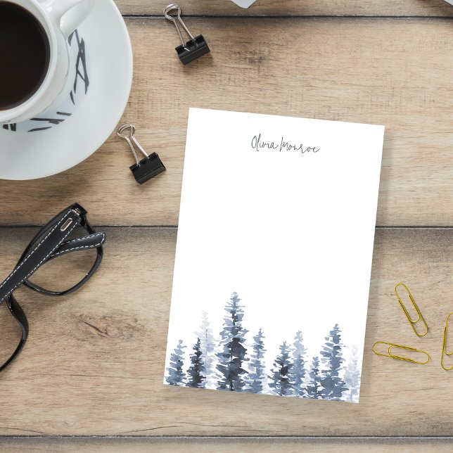Timber Grove | Winter Watercolor Tree Personalised Post-it Notes (Creator Uploaded)