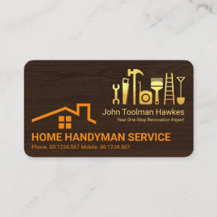 Timber Layer Creative Rooftop Construction Tools Business Card