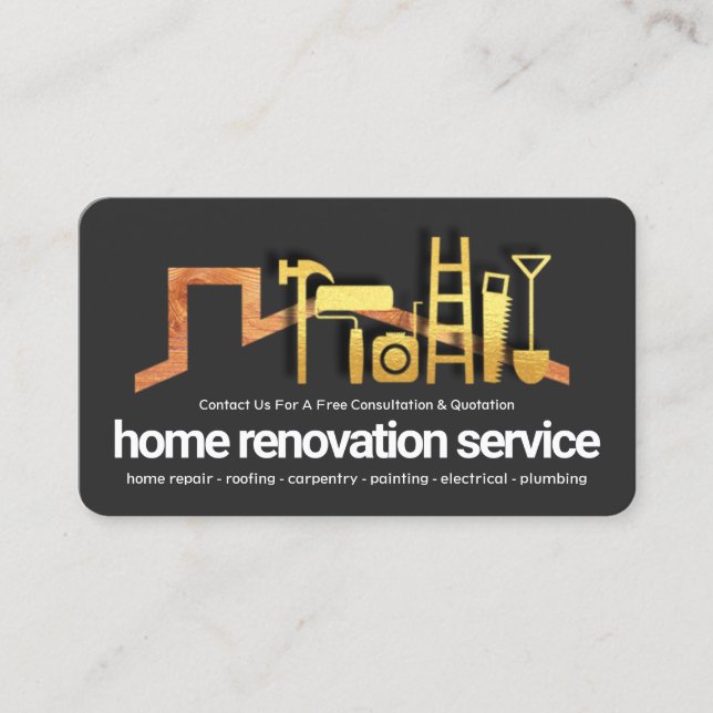 Timber Rooftop Gold Handyman Tools Business Card (Front)