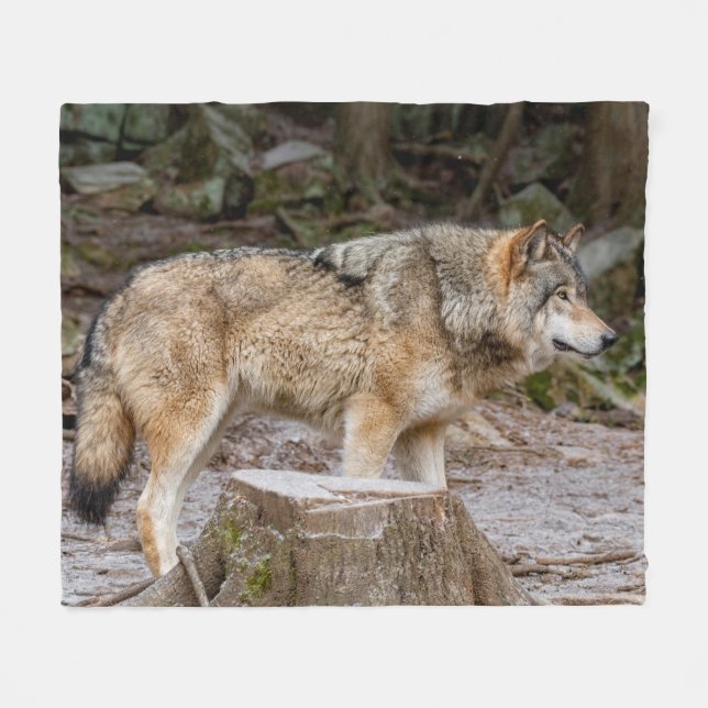 Timber Wolf   Fleece Blanket (Front (Horizontal))