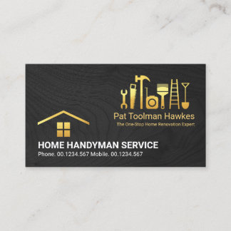 Timber Wood Gold Construction Handyman Tools Business Card