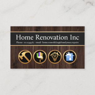 Timber Wood Handyman Construction Icons Business Card