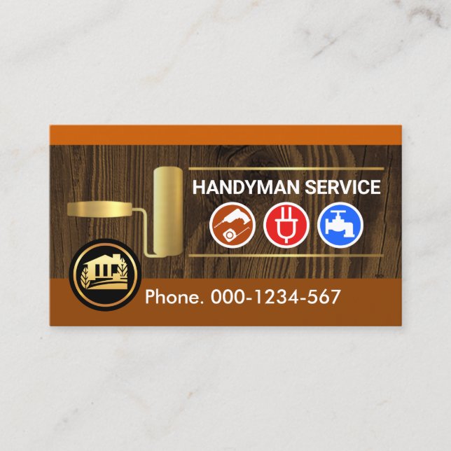 Timber Wood Handyman Tools Display Business Card (Front)