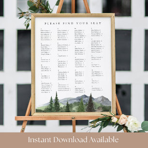 Timberline Alphabetical Wedding Seating Chart