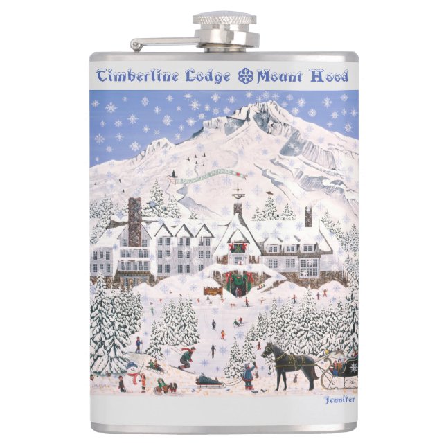 Timberline Lodge ~ Mount Hood Pillow Hip Flask (Front)
