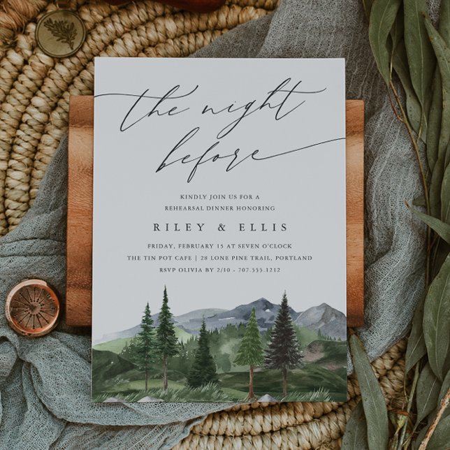 Timberline | Mountain Forest Rehearsal Dinner Invitation (Creator Uploaded)