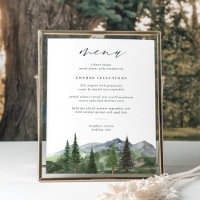 Timberline | Mountain Forest Wedding Menu Sign