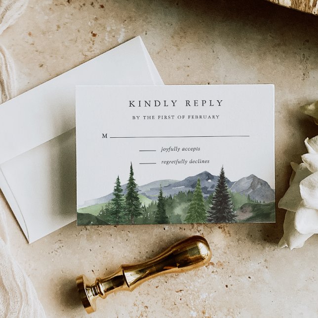Timberline | Mountain Forest Wedding RSVP Card (Creator Uploaded)
