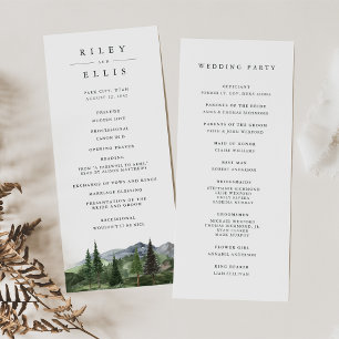 Timberline   Rustic Mountain Forest Wedding Programme
