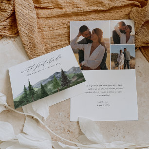 Timberline   Watercolor Mountain Forest Wedding Thank You Card
