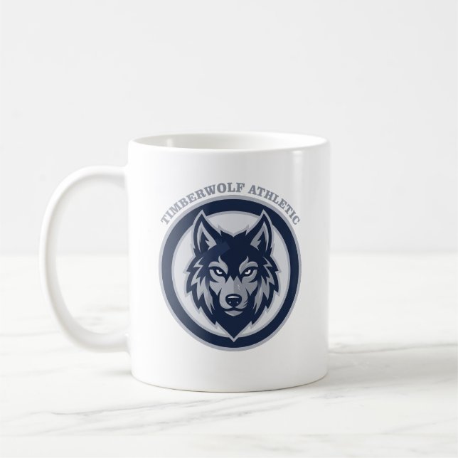 Timberwolf Athletic Crest Sports Team Coffee Mug (Left)