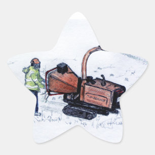 Timberwolf wood chipper star sticker
