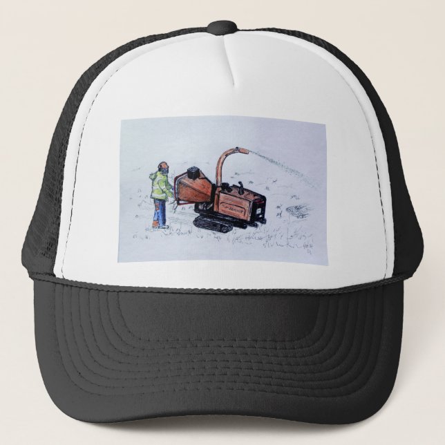 Timberwolf wood chipper trucker hat (Front)