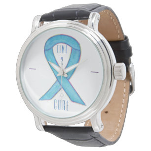 Time 2 Cure Blue Awareness Ribbon Wrist Watch